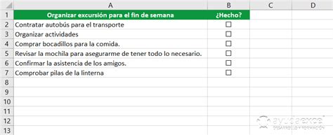 Crear Un Checklist En Excel Con Casillas De Verificación Ayuda Excel