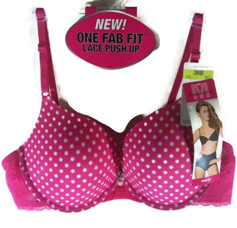 Maidenform 38b One Fab Fit Lace Push Up Uw Bra Style 07180 Pink Polka Dots Maidenform