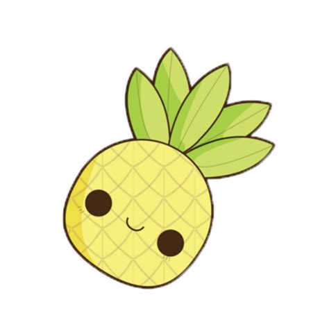 Kawaii Ananas Face Fruits Tropical Sticker By Timjohansson