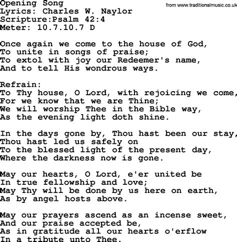 Good Old Hymns Opening Song Lyrics Sheetmusic Midi Mp Audio And PDF