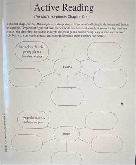 Active Reading The Metamorphosis Chapter One In The
