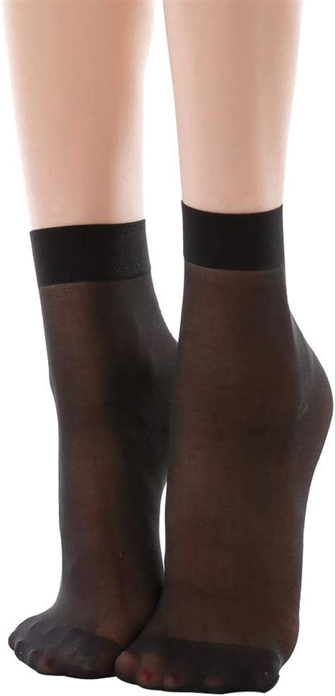 Womens Pantyhose Ankle High Sheer Nylon Socks 12 Pairs Black Amazon