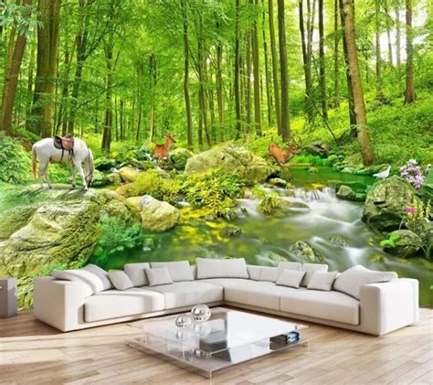 Beibehang Custom Wallpaper 3d Photo Mural Stream Mountain Forest