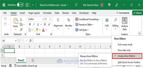 How To Show Ribbon In Excel 5 Quick And Simple Ways Exceldemy