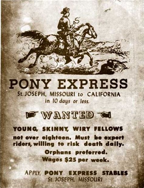 Pony Express Ad From 1860 Pony Express History Historical Photos