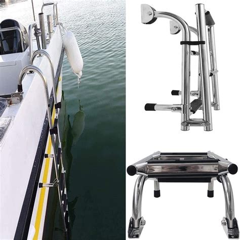 Buy 4 Steps Stainless Steel Telescopic Boat Ladder With Pedal Foldable