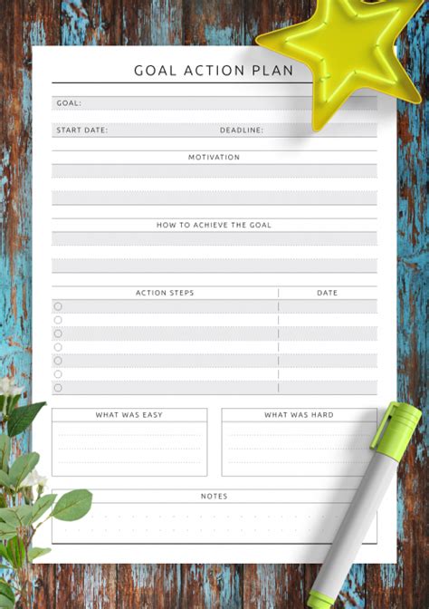 Printable Goal Setting Template This Is A Set Of 10 Goal Setting