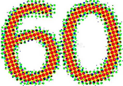 Vector Colorful Numbers 60 60th Isolated On White Background Color
