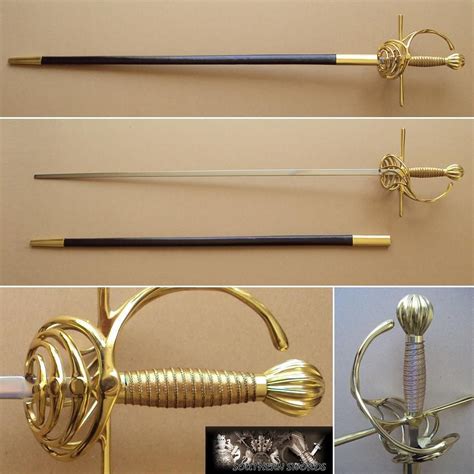 17th Century Rapier Stage And Combat Sword Gilt Finish