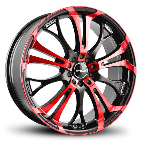 Hd Wheels Spinout Wheels Rims Black Machined Red 20x8 5x110 5x45