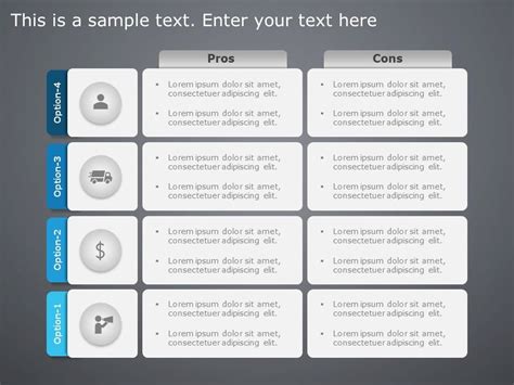 Business Options Pros And Cons Powerpoint Template