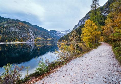 Gosauseen Or Vorderer Gosausee Lake Upper Austria Autumn Alps
