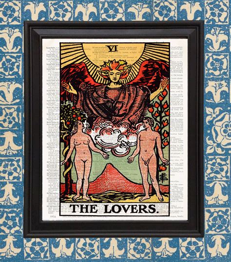 The Lovers Tarot Card Art Print Couples T Tarot Reading Etsy