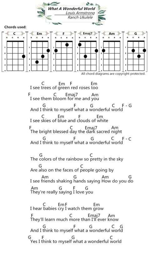 Ukulele Chords What A Wonderful World Louis Armstrong Ranch Songs