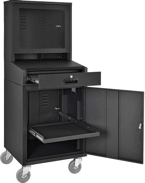 Mobile Security Lcd Computer Cabinet Enclosure Black 24 1