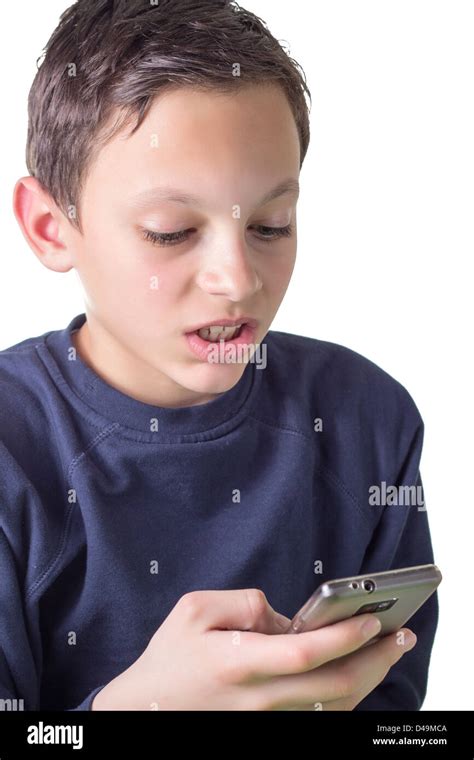 Young Boy Using A Smartphoneclose Up Photo Stock Photo Alamy