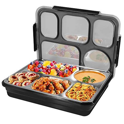 Zionor Bento Lunch Box 5 Compartment Black — Deals From Savealoonie