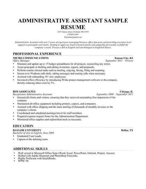Administrative Assistant Resume Resume Objective Administrative Assistant