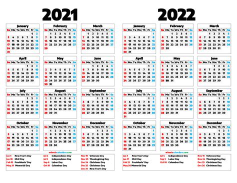 2021 Calendar 2022 Printable 4 Year Calendar 2020 To 2021 Calendar