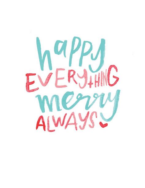 Happy Everything Merry Always Christmas Card Hand Lettered Etsy