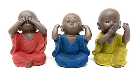 Buy Houlu Three Wise Monks Ceramic Baby Buddha Statues Hear No Evil