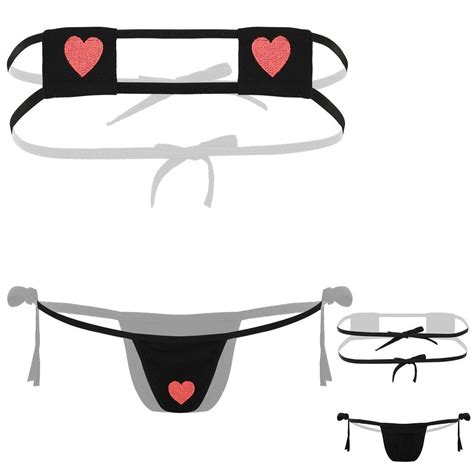 Buy Womens Anime Japanese Micro Mini Bikini Swimsuit Cosplay Stripe Bra Panties Lingerie Set At