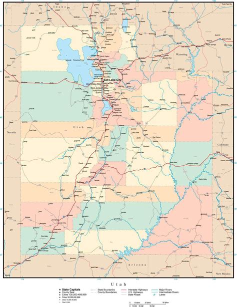 Counties And Road Map Of Utah And Utah Details Map Ut