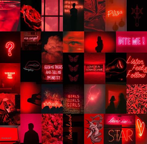 35 Pcs Red Aesthetic Wall Collage Kit Photo Collage Digital Etsy
