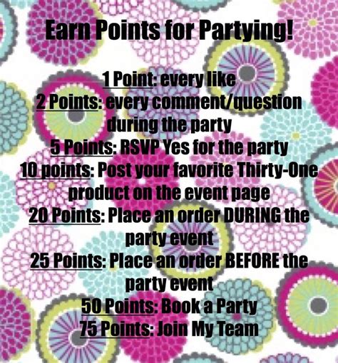 Earn Points For Partying Facebook Party Points Thirty One
