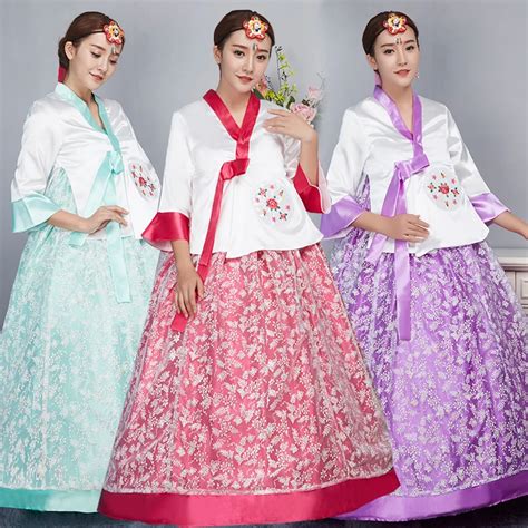 Korean Traditional Dress 2017 New Arrivals Hanbok Korean Embroidery Traditional Dresses Ethnic