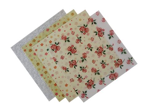 Patterned Floral Vellum Paper 4 Sheets Art And Craft Factory