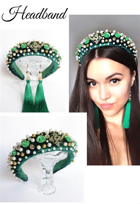 Bead Headband For Woman Crown Rhinestone Beaded Headband Etsy