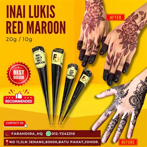 🚀ship In 24 Hours🚀 Inai Lukis Red Maroon Best Ever Inai Lukis🔥 20g
