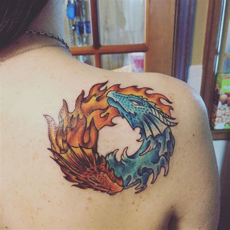 Fire And Ice Couple Tattoo Fire Tattoos