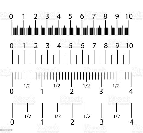 Inch And Metric Rulers Set Centimeters And Inches Measuring Scale Cm