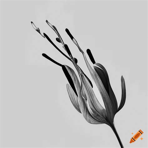 Minimalistic Botanic Illustration Black And White