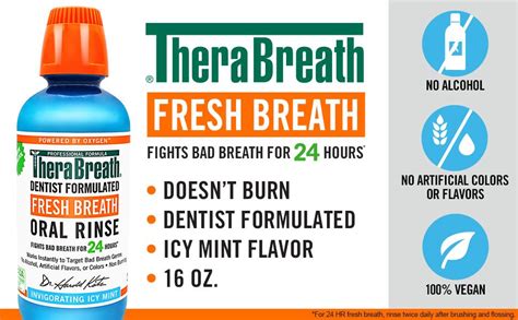 therabreath fresh breath dentist formulated oral rinse icy mint 16 fl