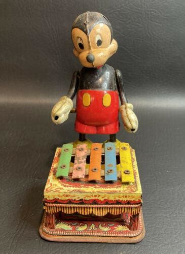 1950s Marx Linemar Line Mickey Mouse The Xylophone Tin Litho Windup