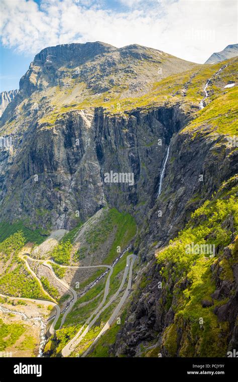 Trollstigen Famous Serpentine Road Mountain Road In The Norwegian