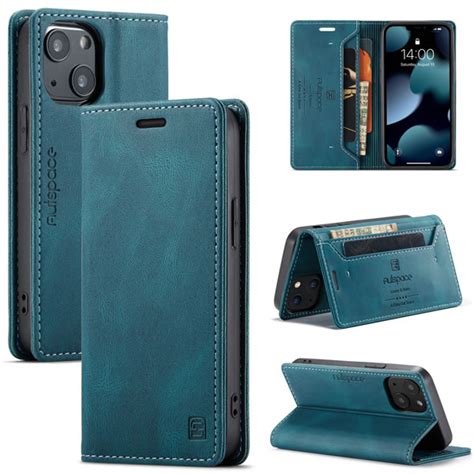 Autspace Iphone 13 Mini Slim Folio Flip Leather Wallet Case With Rfid