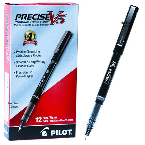 Pilot Precise V5 35334 Black Ink 05mm Extra Fine Rolling Ball Pen Box