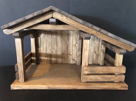 New Mid Size Wood Nativity Stable Barns Mangers 23x14 34x12