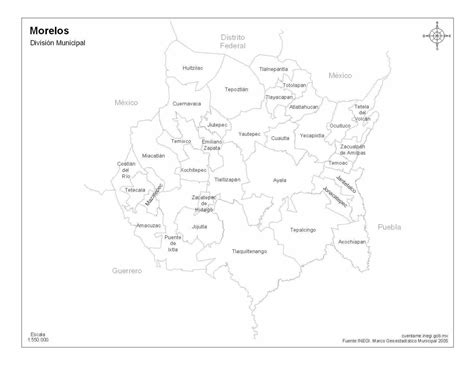 Mapa De Morelos Con Nombres A Blanco Y Negro Mapas De México Para