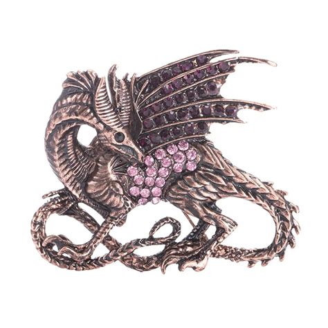 New Trendy Vintage Rhinestone Game Of Thrones Purple Dragon Brooch Pin