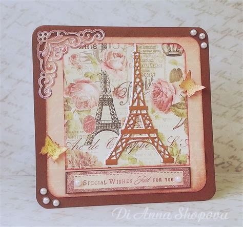 Perfect for friends & family to wish them a happy day on turning one year older. Handmade birthday card for her, vintage, Eiffel Tower ...
