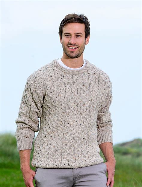 Mens Wool Sweater Irish Wool Sweater Heavyweight Aran Mens Knit