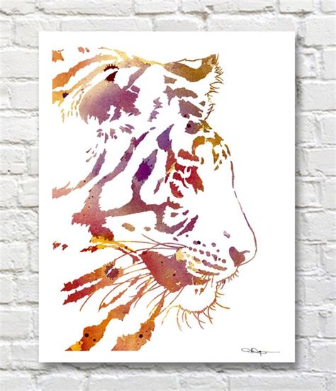 Tiger Art Print Watercolor Colorful Abstract Painting Etsy