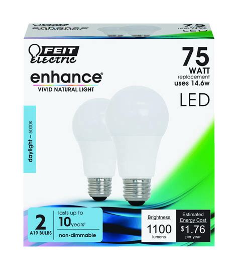 Best Deal Feit Electric Enhance A19 E26 Medium LED Bulb Daylight 75