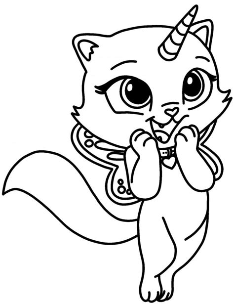 Unicorn Cat Easy Cute Cat Coloring Pages Kidsworksheetfun