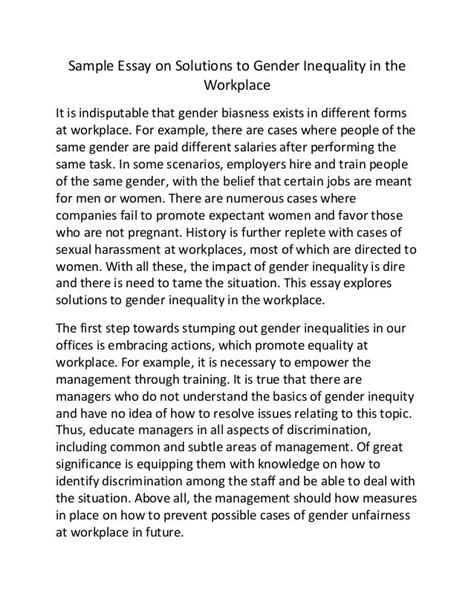 Essay Gender Discrimination In The Workplace